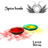 Spice bowls with spilt cinnamon & turmeric