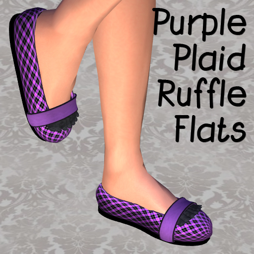 !SSUS! Purple Plaid Ruffle Flats