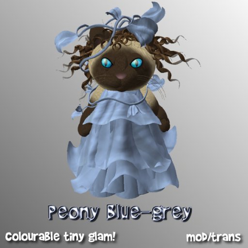 3 Peony tiny fashion dress by Etheria blue-grey