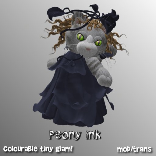 11 Peony tiny fashion dress by Etheria - ink