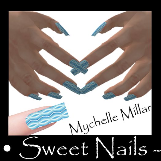 Long Nails 3 Color Blue Collection Colors and Shapes
