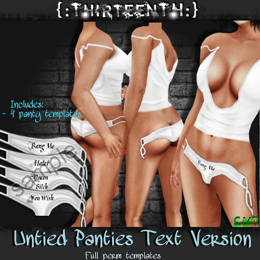 {:ThirteenTH:} Untied Panty Templates_Text Version FULL PERM
