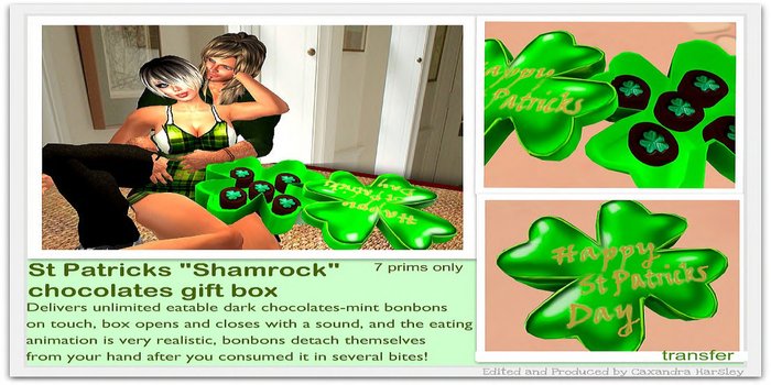 St Patricks Shamrock chocolate box TRANSFER (boxed)