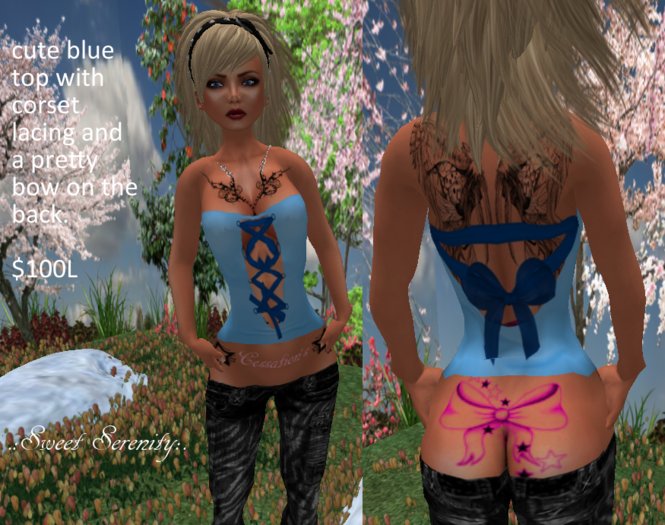 .:Sweet Serenity:. Blue Ribbon Tube Top