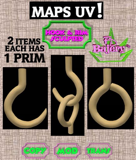 HOOK & RIM SCULPTED   MAPS UV - 1 PRIM  - FULL PERM