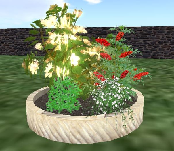 white marble flower bed