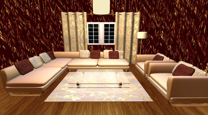 Beige Gold Living Room Set
