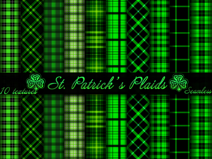 FULL PERM 10 Seamless St. Patrick's Day Plaid Textures 2