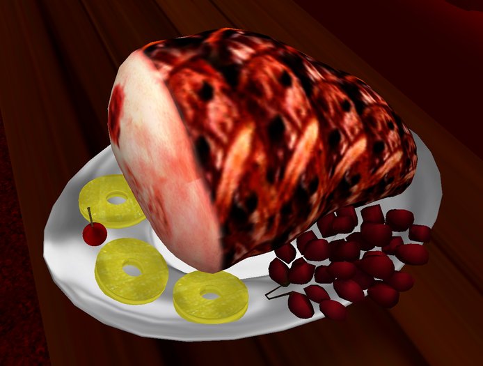 Festive ham on silver platter by Krystal's Designs