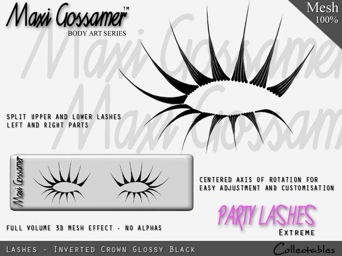 Eyelashes - Party Lashes - Inverted Crowns - Black