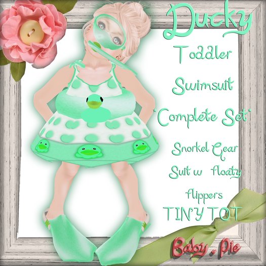 *Baby Pie* Toddler / Tiny Tot Summer 2012 Swimsuit! Adorable Ducky Themed Complete Swimming Ensemble! Summer Swim Suit!