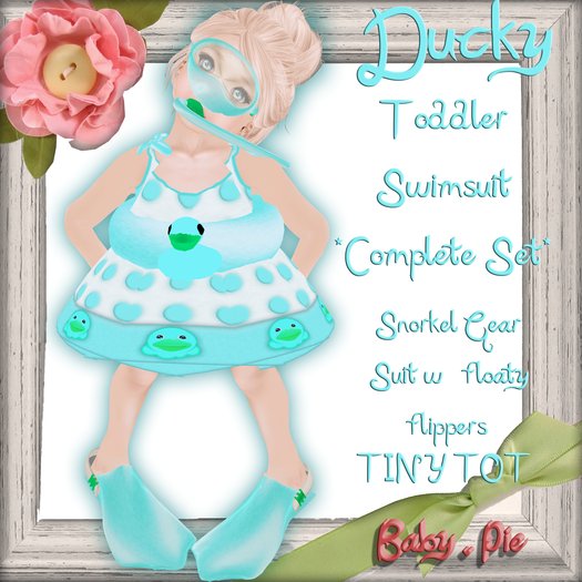 *Baby Pie* Toddler / Tiny Tot Summer 2012 Swimsuit! Adorable Ducky Themed Complete Swimming Ensemble! Summer Swim Suit!