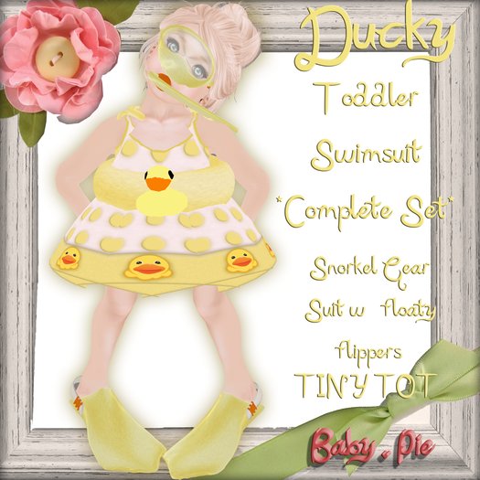 *Baby Pie* Toddler / Tiny Tot Summer 2012 Swimsuit! Adorable Ducky Themed Complete Swimming Ensemble! Summer Swim Suit!