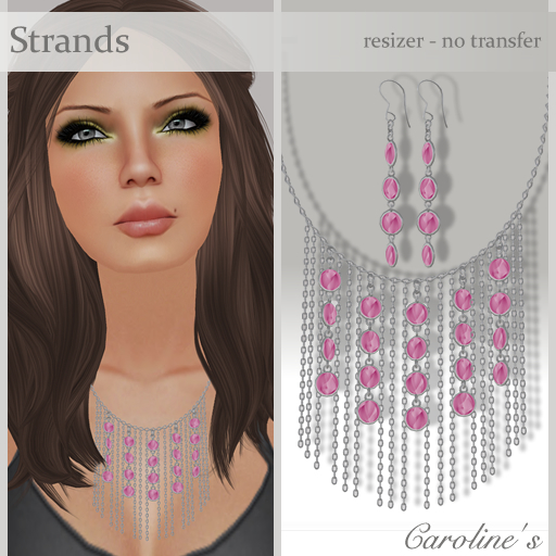 (Caroline's Jewelry) Strands in Pink/Silver (no transfer)