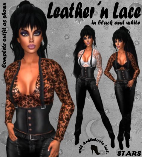 STARS - Leather n Lace -black and white-