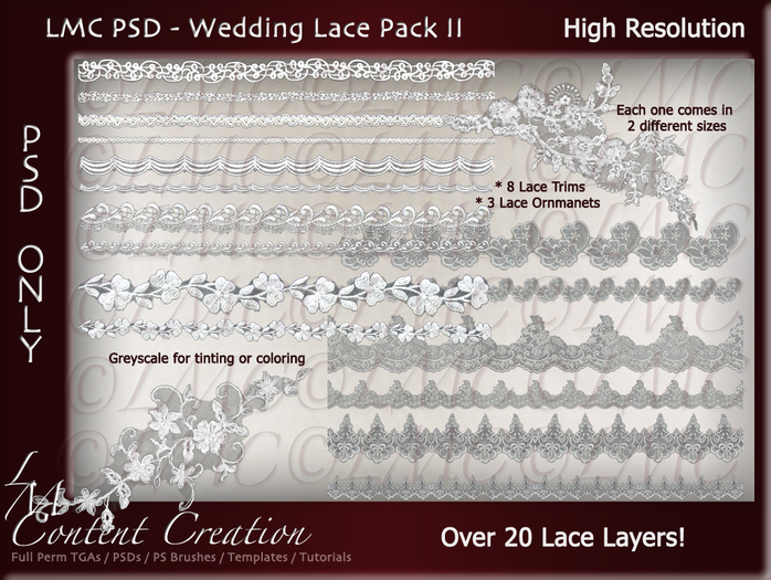 LMC PSD FILES - Wedding Lace Kit II - PSD ONLY