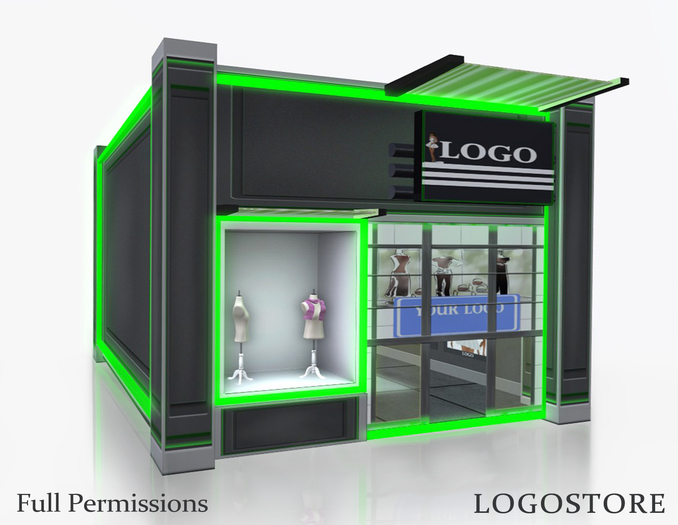  LOGOSTORE Full Perm Neon Highlighted Store Building With Glass Display
