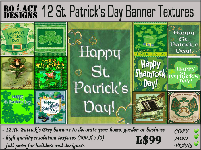 ..::RO!ACT::..DESIGNS 12 St. Patrick's Day Banner Textures