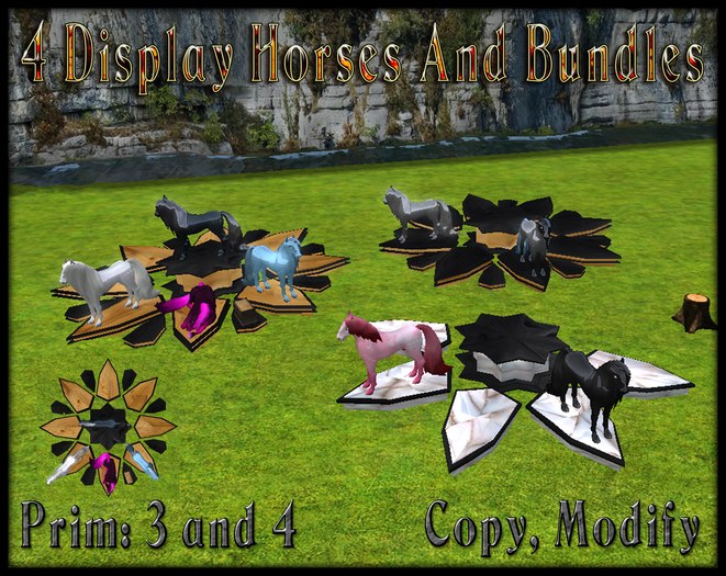 4 DISPLAY HORSES & BUNDLES - 3 AND 4 PRIM