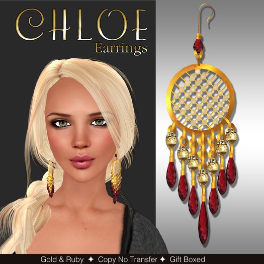 Exquisite Chloe Earring Set - Ruby/Gold