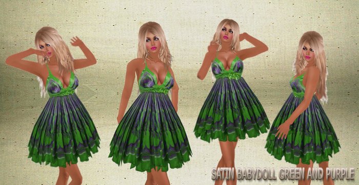SATIN BABYDOLL GREEN&PURPLE