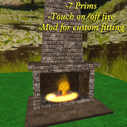 Stone Brick Fireplace with touch on/off fire.