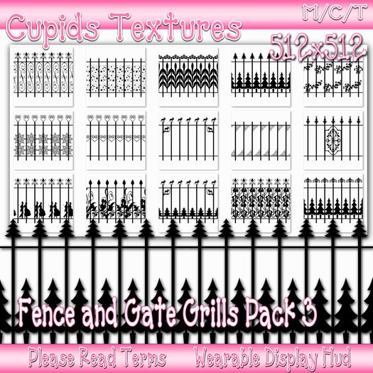 *CUPIDS* 15 GATE AND FENCE GRILLS 3 Textures