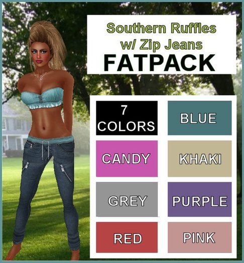 Southern Ruffles Mini Top and Zip Jeans Outfits - Discounted FATPACK - Save 50L