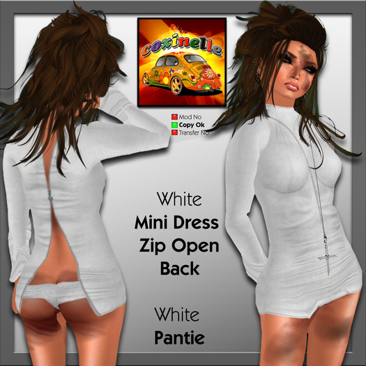 Coxi - Mini Dress zip open back white- fm