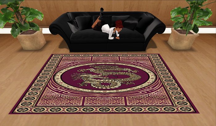 Chinese Dragon Rug, Red
