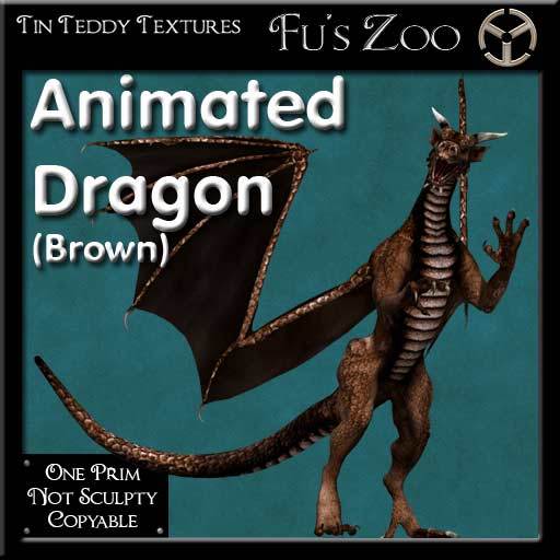 *TT* 1 Prim Animated Dragon - Brown
