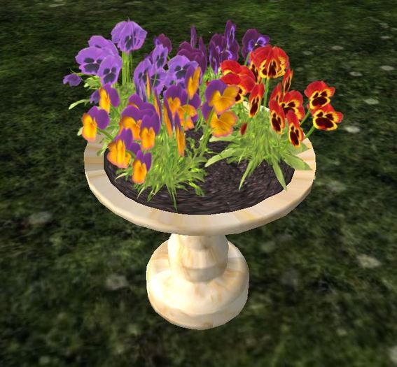 Marble planter with pansies