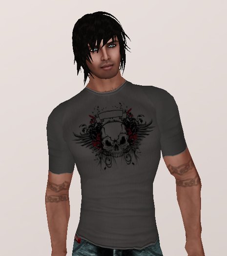 Red/Black Winged Skull Grey T Shirt (underpants/shirt layers)