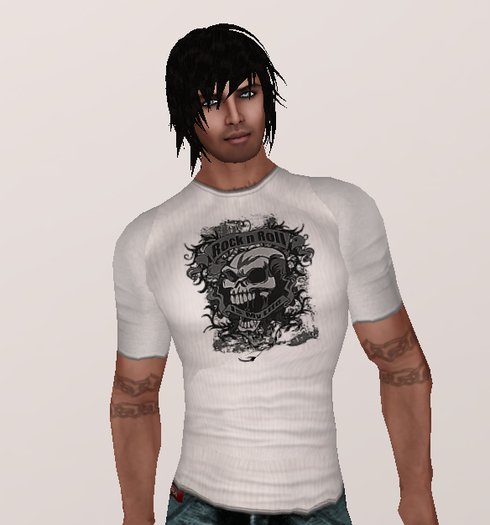 Rock n Roll Skull on white t shirt (underpants/shirt layers) MP