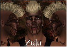 Etched Body Art Tattoos - Zulu Skull Face Tattoo