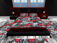 Retro Modern Red Flower Bedroom Set (over 300 anims)