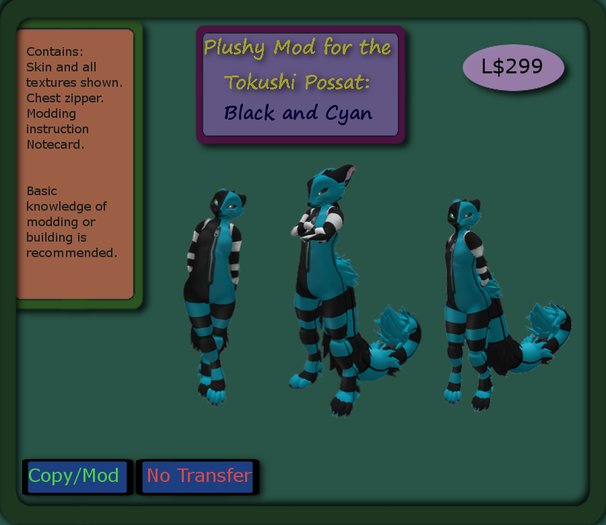 Possat Plush Mod, Black and Cyan