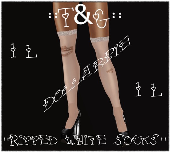 ::T&G::Ripped Stockings White::