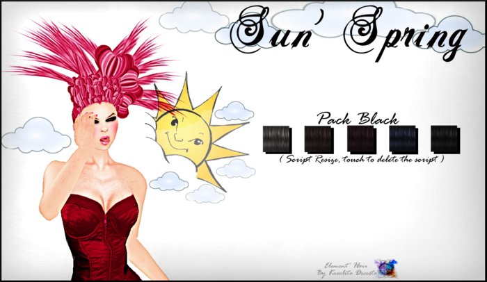 -< E' H>- Sun' Spring Black Hair