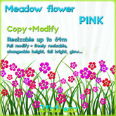 1 prim sculpted Meadow Flower PINK flowers with grass - copy, full modify, resizable up to 64m