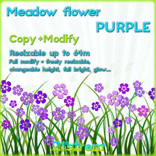 1 prim sculpted Meadow Flower PURPLE flowers with grass - copy, full modify, resizable up to 64m