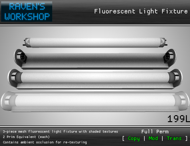 [RW] Fluorescent Light Fixture [ Full Perm ] [ Mesh ]