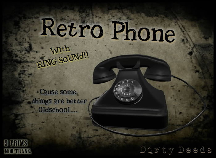~Dirty Deeds~  Retro Phone - Black (Now with RING Sound!)