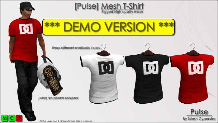 [Pu!se] Mens Tshirt DEMO - *RIGGED MESH*
