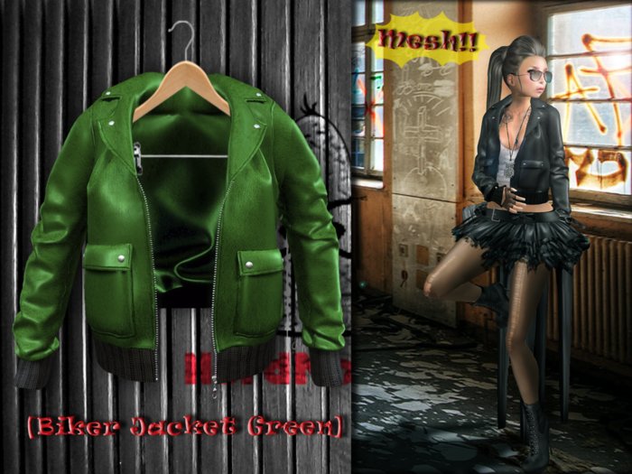.::[NerdMonkey*Clothes] [Biker Jacket Green]::.