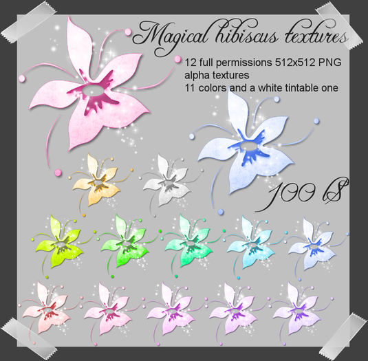 Magical Hibiscus Full perms PNG alpha textures