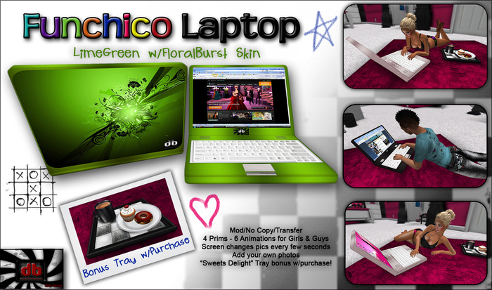 -db- The Funchico Laptop (Lime Green FloralBurst)_BOXED