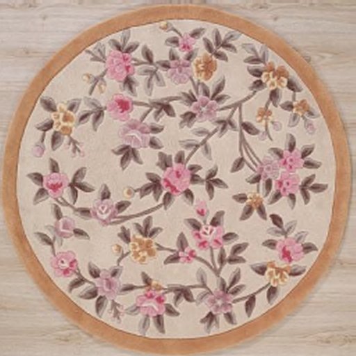 AFantasy Peach & Pink Floral Circular Area Rug