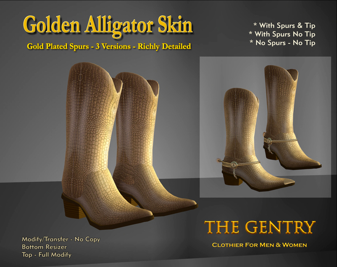 The Gentry - Golden Alligator Boots