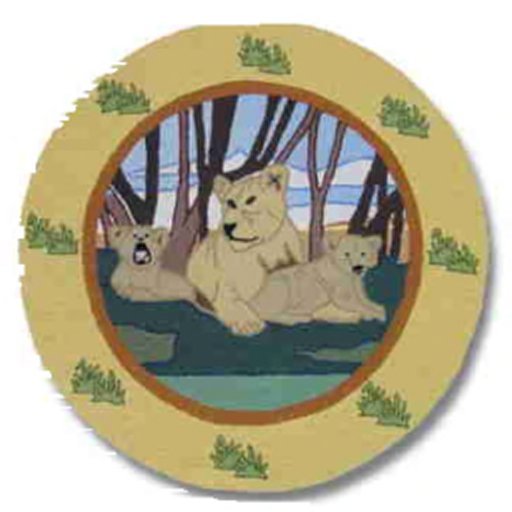 AFantasy Childs Room Lions Hand Hooked Circular Rug